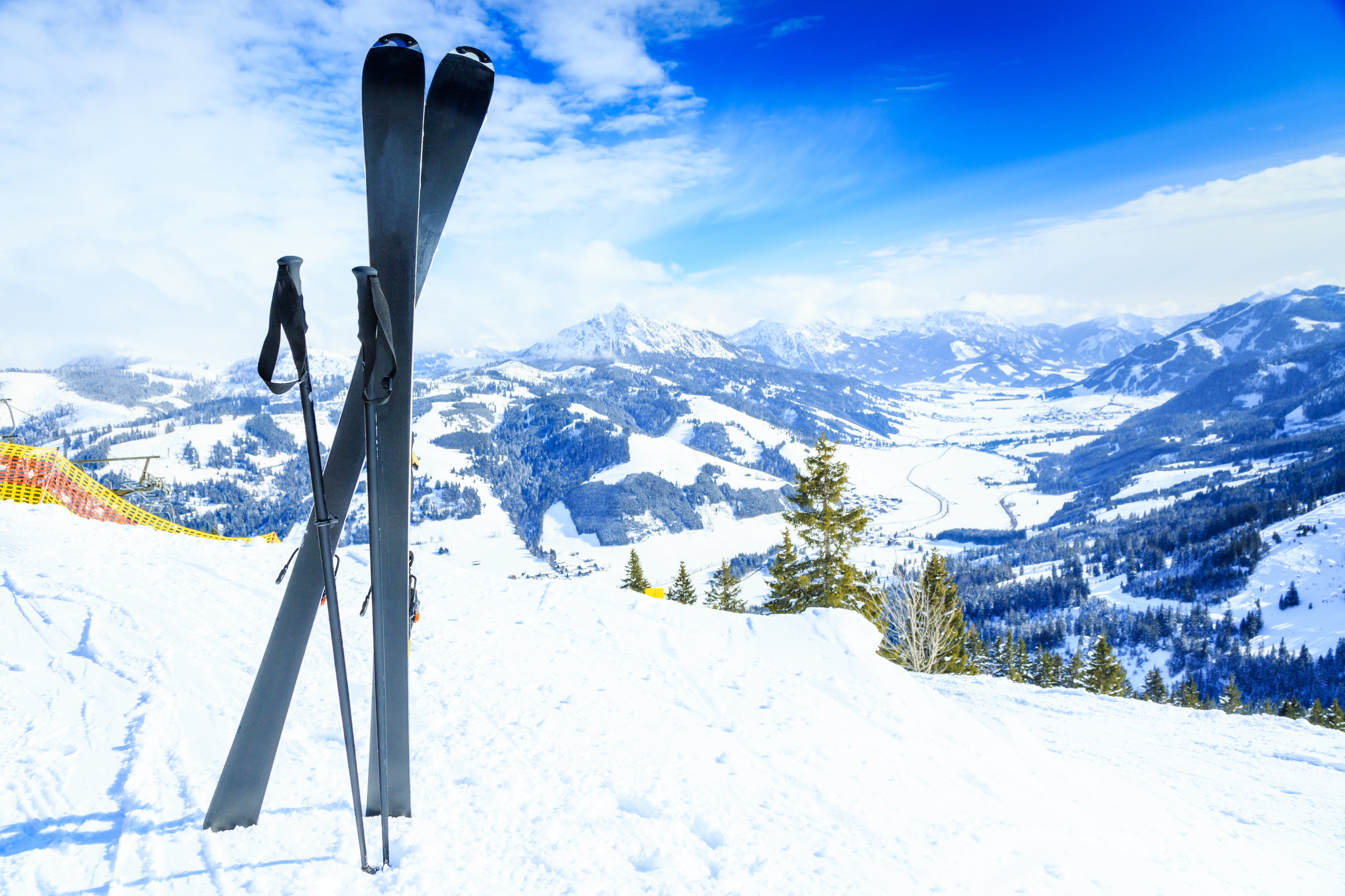 skis and ski poles